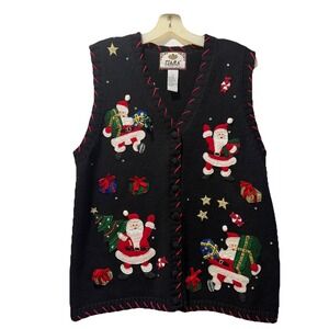 Vintage Tiara International Christmas Vest 2003 Size Large Embroidery/Applique